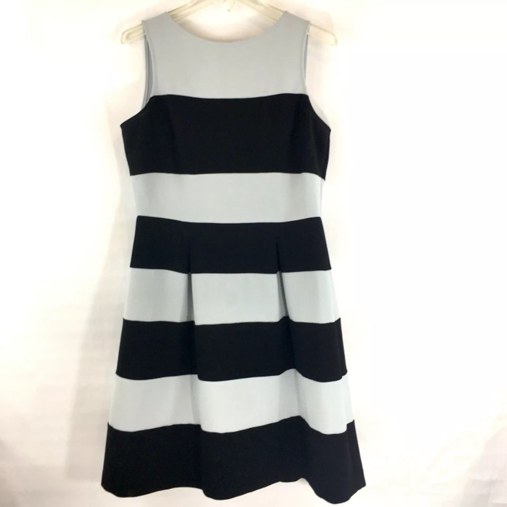 Size 8 P LOFT pintuck black and gray dress